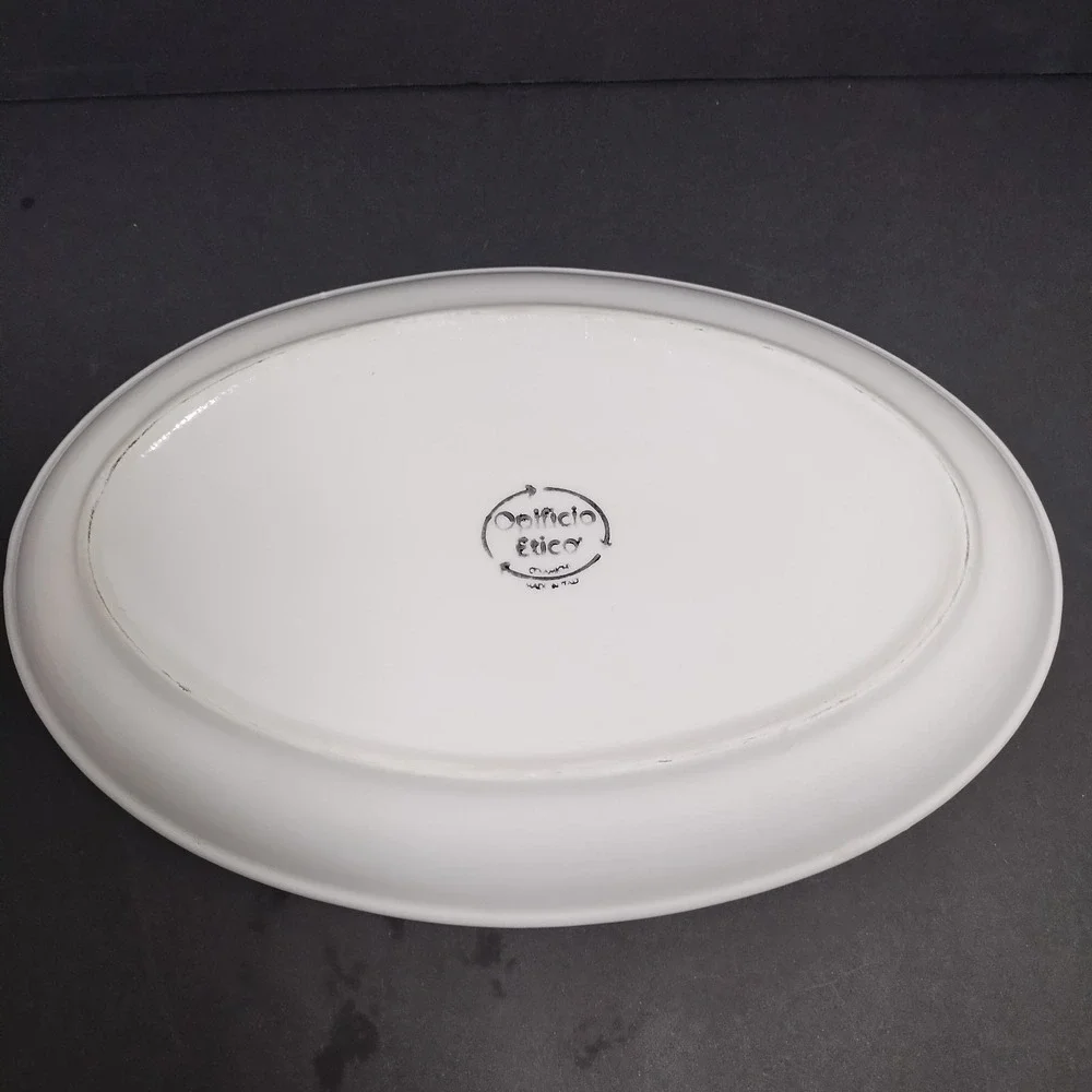 Opificio Etico Oval Ceramic Serving Platter 12.5 X‎ 8 In White Made In Italy